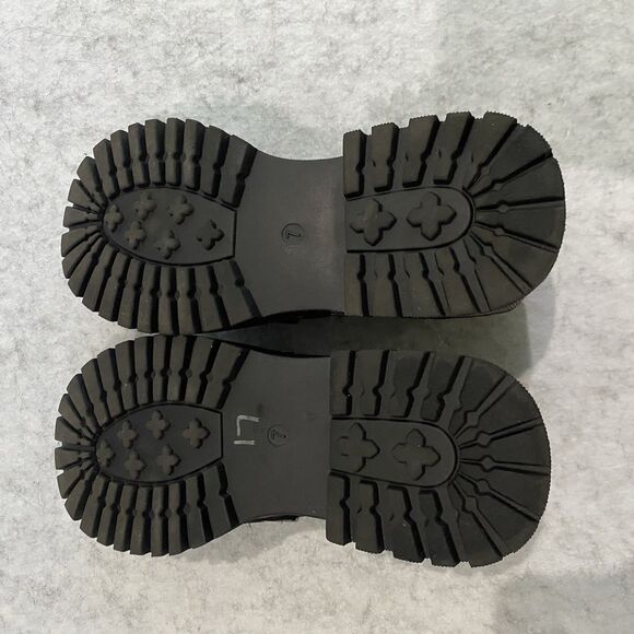 MUDD Roey Chunky lug sole loafers black faux leather chain Wednesday Y2K Sz 7 - Picture 5 of 7